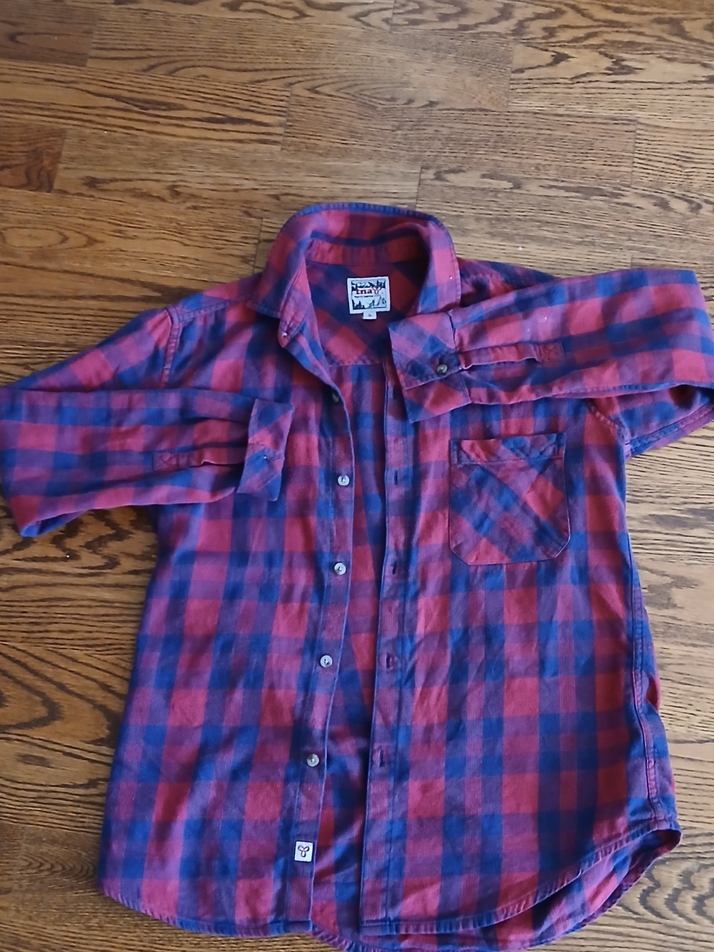 TNA Red and Blue Plaid Kids Button-Down Shirt